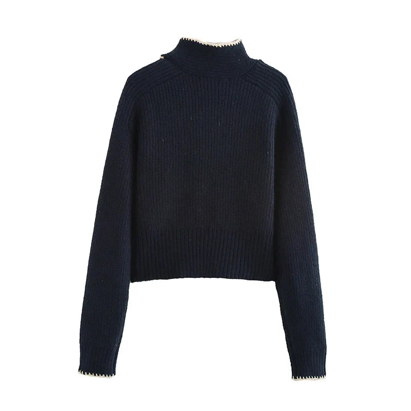 YENKYE High Neck With Bow Knit Pullover Women Long Sleeve Spring 2026 Elegant Sweater Chic Lady Tops
