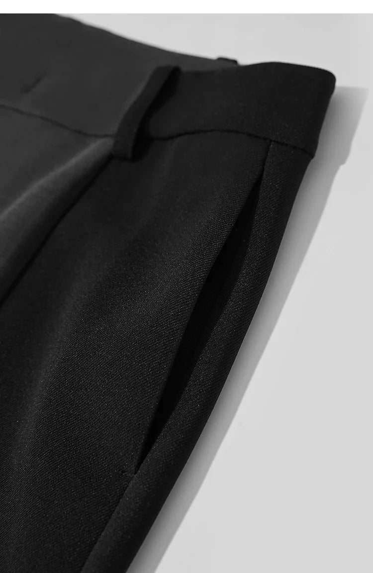 AMII 2025 New Arrival Elegant Office Lady Pants Minimalist Easy-care Anti-wrinkle Casual Simple Color Blocking Trouser 12543101