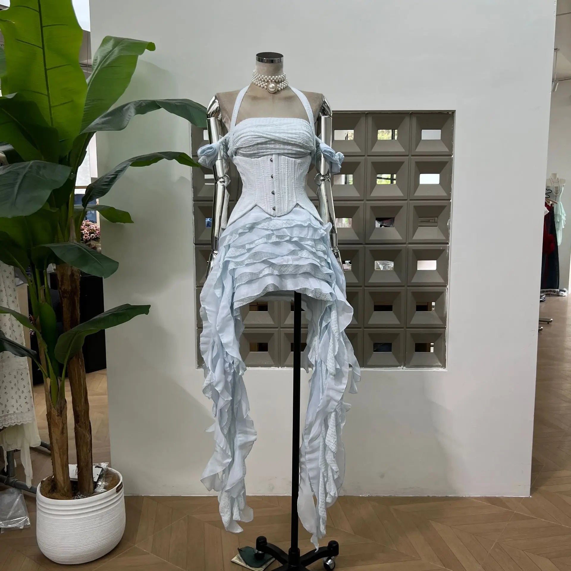 Hot Women Celebrity Sexy Halter Top Skirt Three Pieces Sets With Shorts Birthday Evening Party Design Outfit 2025 New Fashion