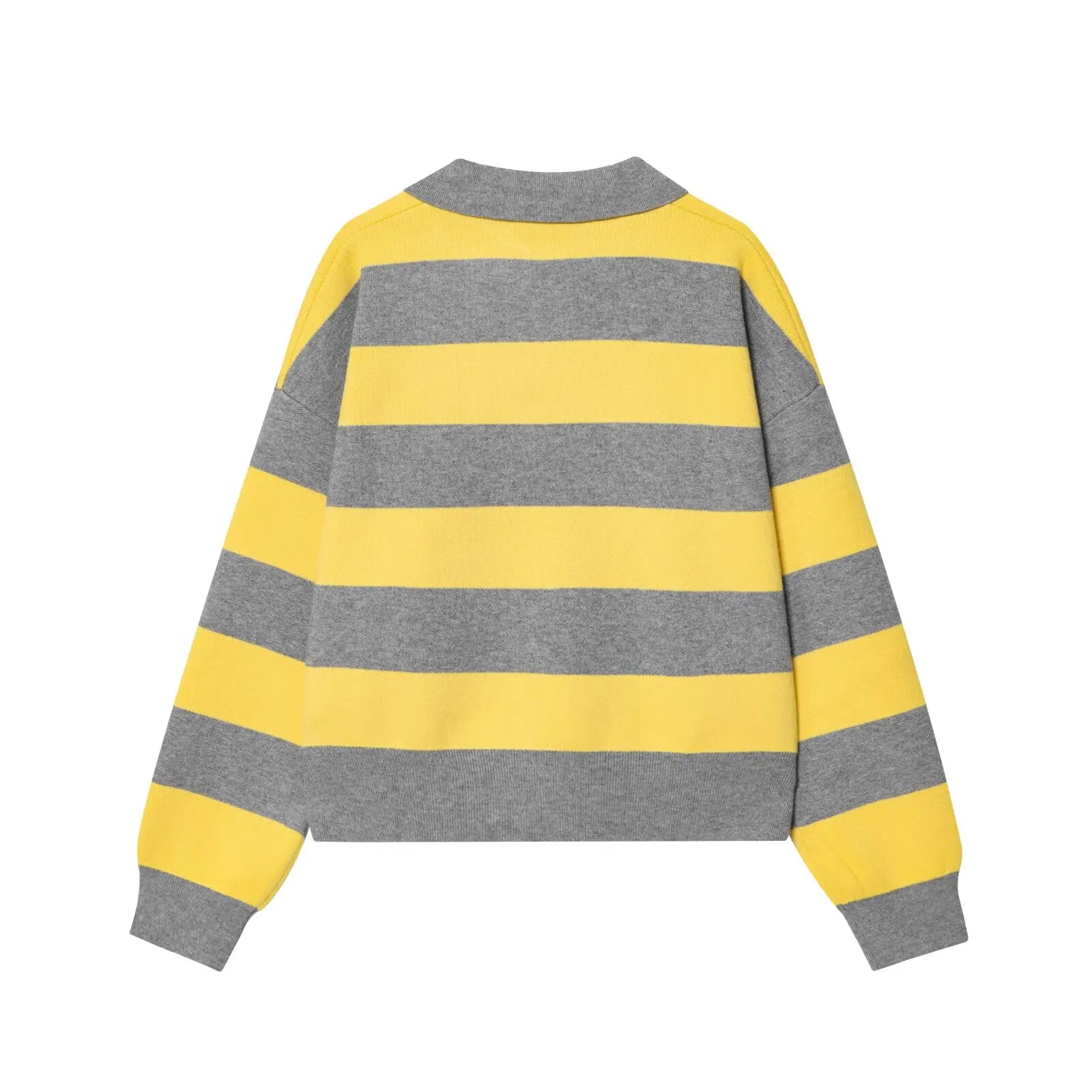 YENKYE 2025 Women Striped Knit Polo Neck Sweater Long Sleeve Casual Loose Autumn Pullover Tops