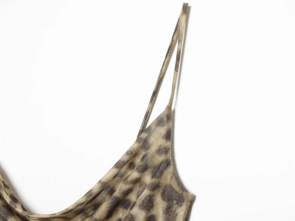 VANA LEOPARD MESH DRESS