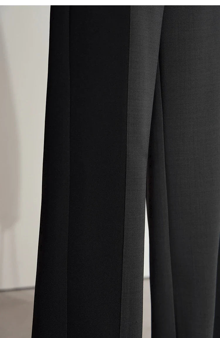 AMII 2025 New Arrival Elegant Office Lady Pants Minimalist Easy-care Anti-wrinkle Casual Simple Color Blocking Trouser 12543101