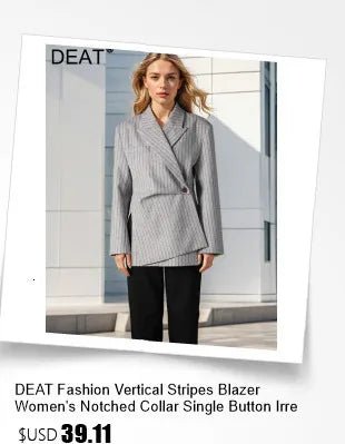 DEAT Fashion Women's Blazer New Fashion Notched Lace Patchwork Long Sleeve Contrast Suit Jackets Female Spring 2025 17A1298