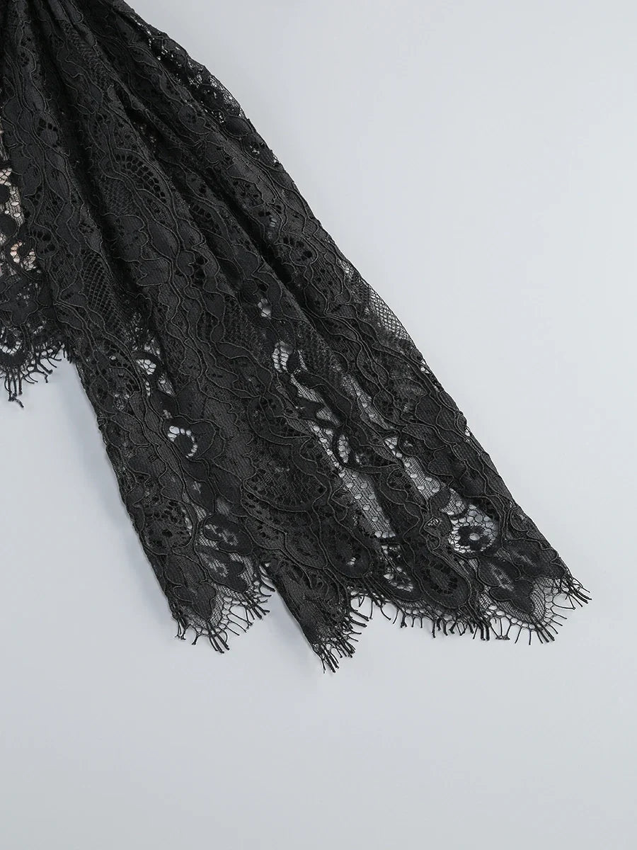 Sexy Long Sleeve Lace Corset Draped Mini Dress Women Black Square Collar Backless Ruched Bodycon Celebrity Party Runway Dress