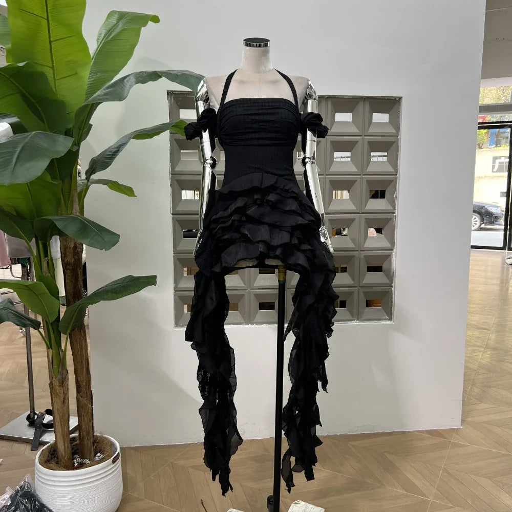 Hot Women Celebrity Sexy Halter Top Skirt Three Pieces Sets With Shorts Birthday Evening Party Design Outfit 2025 New Fashion