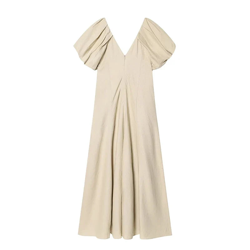 MIRELA PUFF SLEEVE MIDI DRESS
