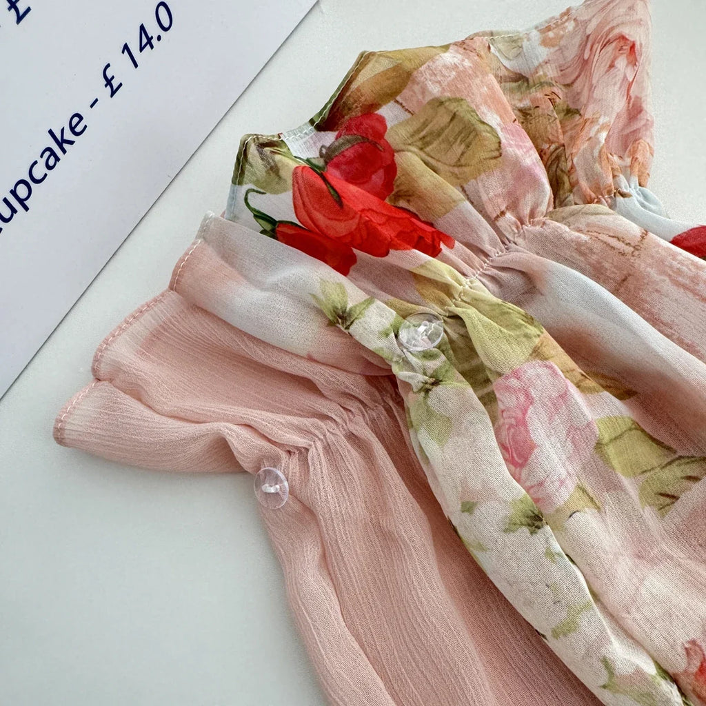 Summer French Vintage Mini Fairy Chiffon Floral Lantern Sleeve Dress Women Mori Romantic Frock Evening Court One-Piece Gyaru New