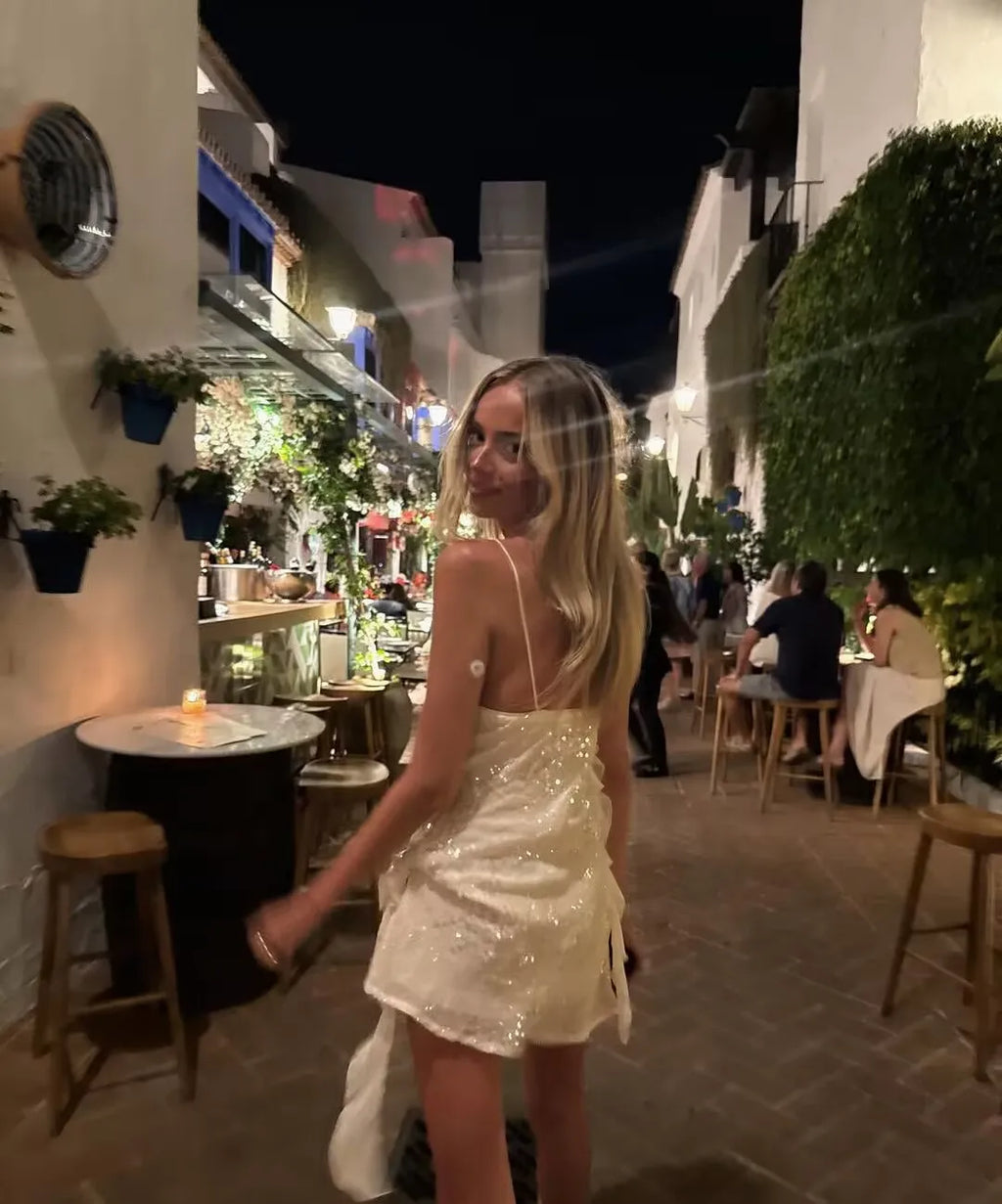 LELI SEQUIN RUFFLE MINI DRESS