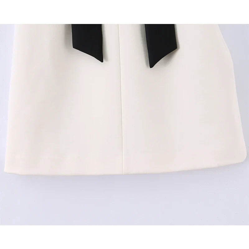 YENKYE Contrast Bow Strapless Dress For Women Sexy Party Mini Vestidos