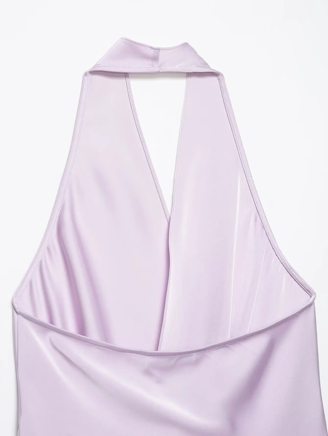 4 colors Sexy Ruched Cross Front Satin Halter Tank Top Women One Button Side Asymmetric Camisole Camis Crop Tee Brown Lavender
