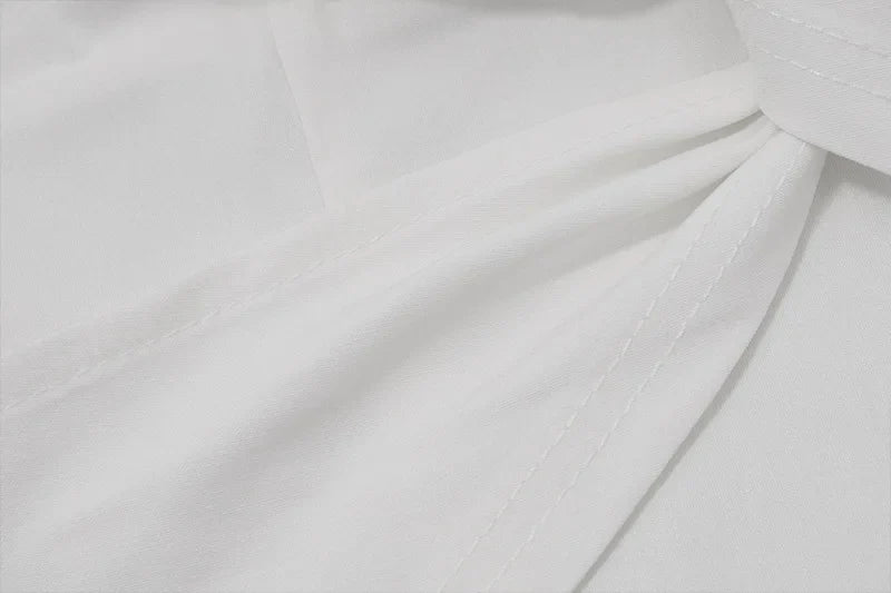 Cryptographic Fashion Sexy Twisted Front V Neck Tops Women Summer Outfits White Cropped Top Slim T-shirts Streetwear Clothes