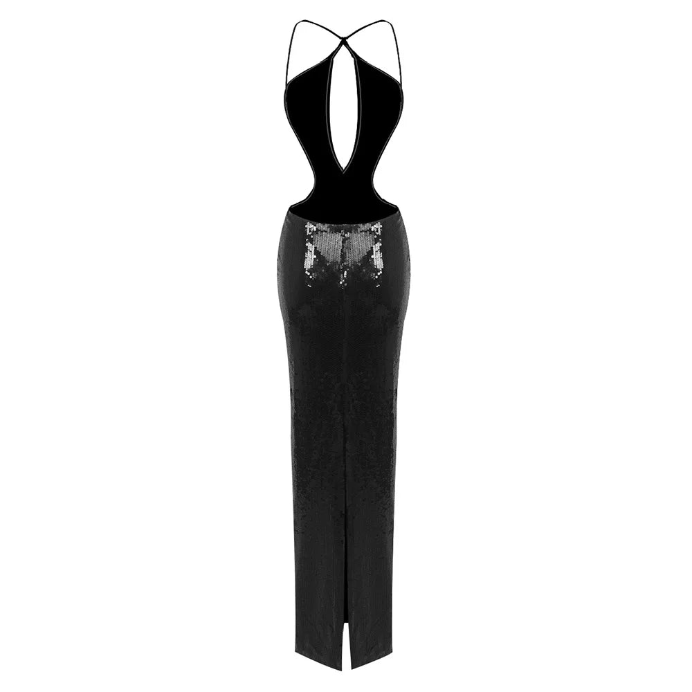 ANNA SEQUIN MAXI DRESS