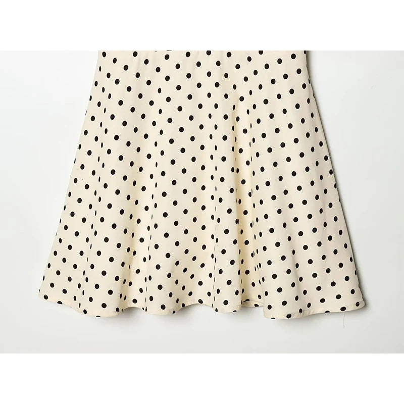 YENKYE European And American French Puff Sleeve Polka Dot Mini Dress Women A-line Slim Summer Elegant Vintage Dresses Daily Wear