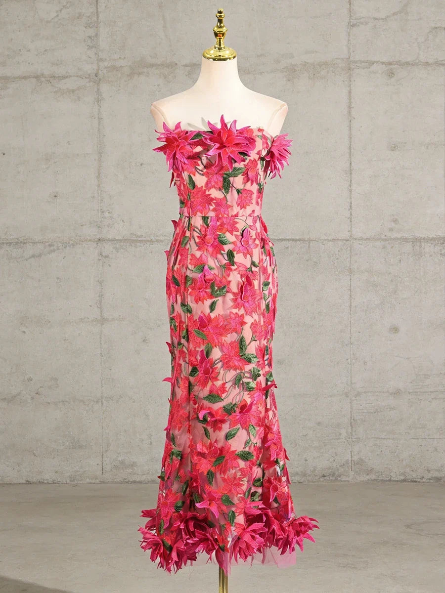 VGH Slimming Sexy Cintage Spliced Appliques Long Dresses For Women Square Collar Sleeveless High Waist Summer Chic Dress Female