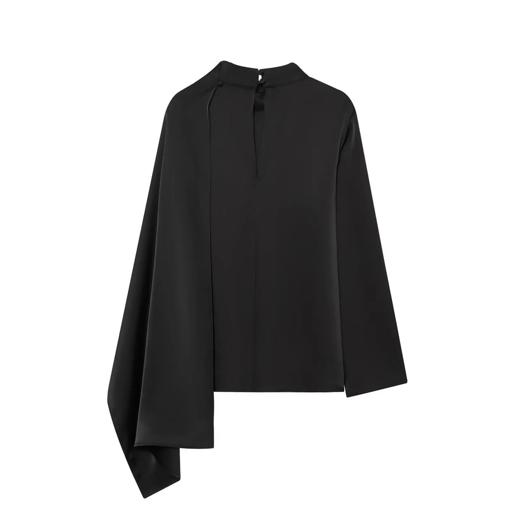 YENKYE New 2026 Women Shawl Design Satin Blouse Long Sleeve Spring High Street Elegant Tops