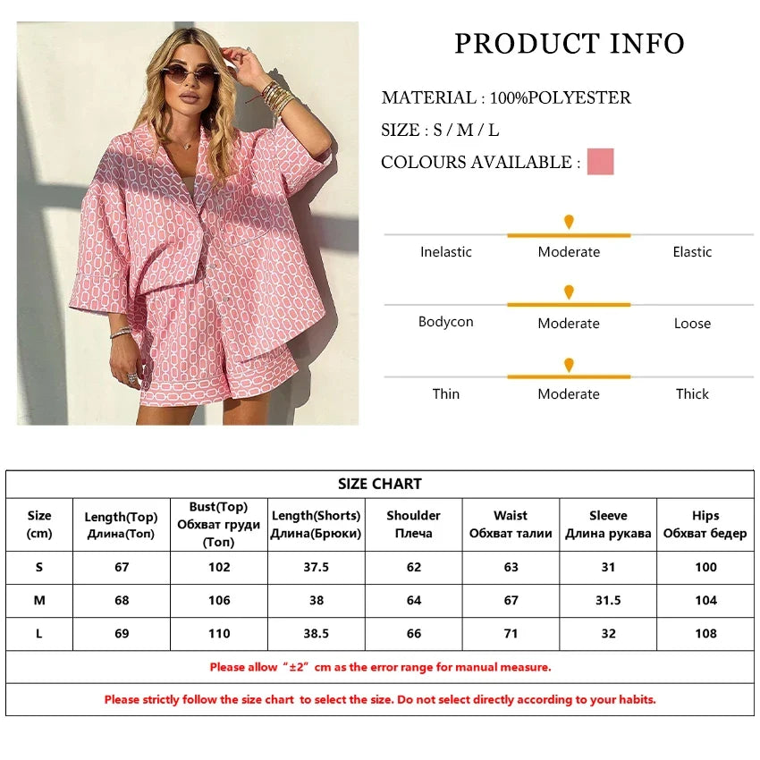 Clacive Fashion Loose Print 2 Piece Sets Women Outfit 2024 Casual Long Sleeve Shirt With High Waist Shorts Set Female Homewear