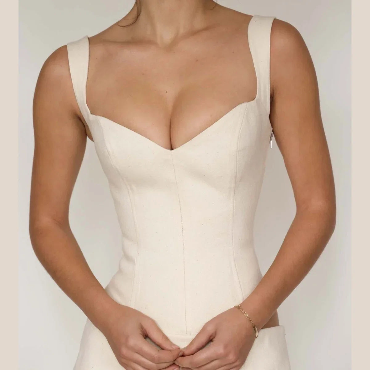 Elegant Women Off Shoulder Corset Vintage V Neck Sleeveless Crop Tops Bandage Camisole 2025 Summer Streetwear Evening Party Vest