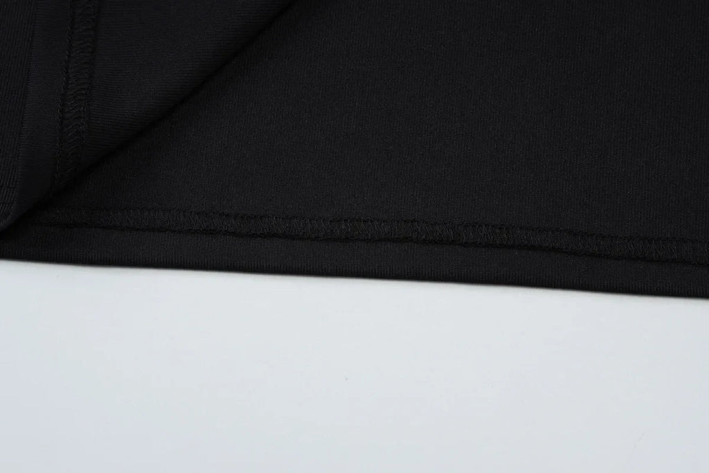 Cryptographic Round Neck Short Sleeve Sexy Bodycon Long Dress Summer Outfits for Women Casual Split Black Dresses Solid Clothes