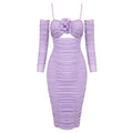 MESH DRAPED MIDI DRESS