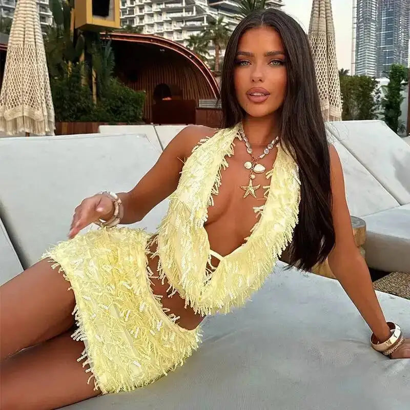 Avrilyaan Colorful Diamond Pattern Sequin Slit Sexy Dress Women 2025 Elegant Party Dress Backless Mini Summer Dress Vestidos