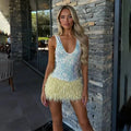 Avrilyaan Colorful Diamond Pattern Sequin Slit Sexy Dress Women 2025 Elegant Party Dress Backless Mini Summer Dress Vestidos
