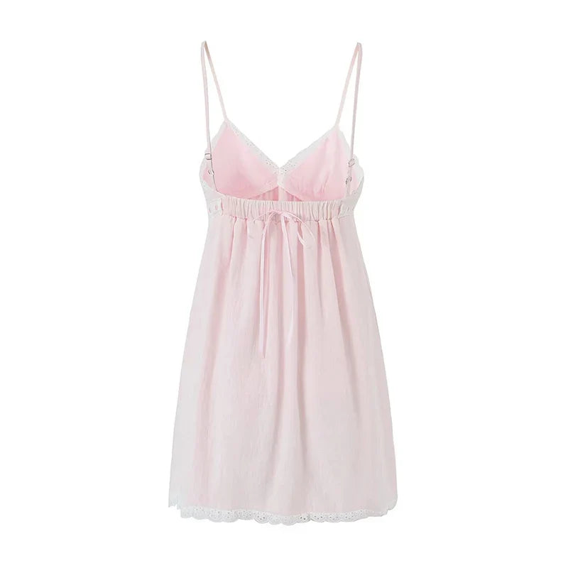Chu Sau beauty 2023 Women New Summer Fashion Sweet Flower Chic Straped Mini Dress Sexy Slim Hollow Out Lace Super Short Dresses