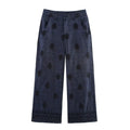 YENKYE New 2025 Women High Waist Embroidery Wide Leg Pants Patch Pockets Vintage Casual Female Trousers pantalones de mujer
