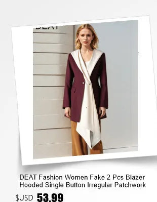 DEAT Fashion Women's Blazer New Fashion Notched Lace Patchwork Long Sleeve Contrast Suit Jackets Female Spring 2025 17A1298
