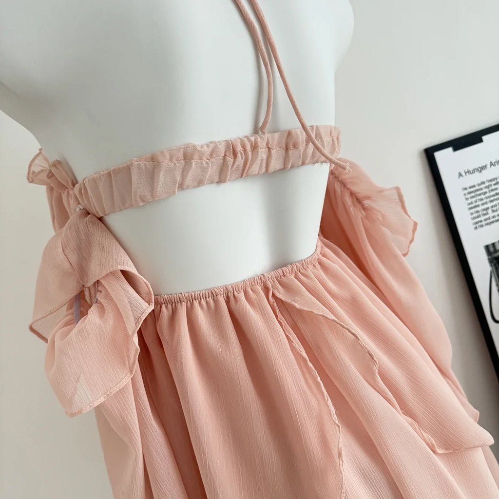 Summer French Vintage Mini Fairy Chiffon Floral Lantern Sleeve Dress Women Mori Romantic Frock Evening Court One-Piece Gyaru New