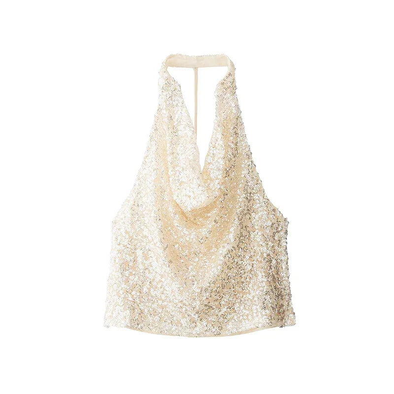 ANDRO SEQUIN HALTER TOP