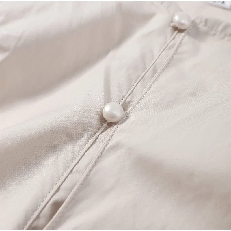 Fashion Street Ruffle Women's Blouse Solid Single Breasted Full Sleeve Pleated Cropped Shirt Lady New Casual Spring Clothing