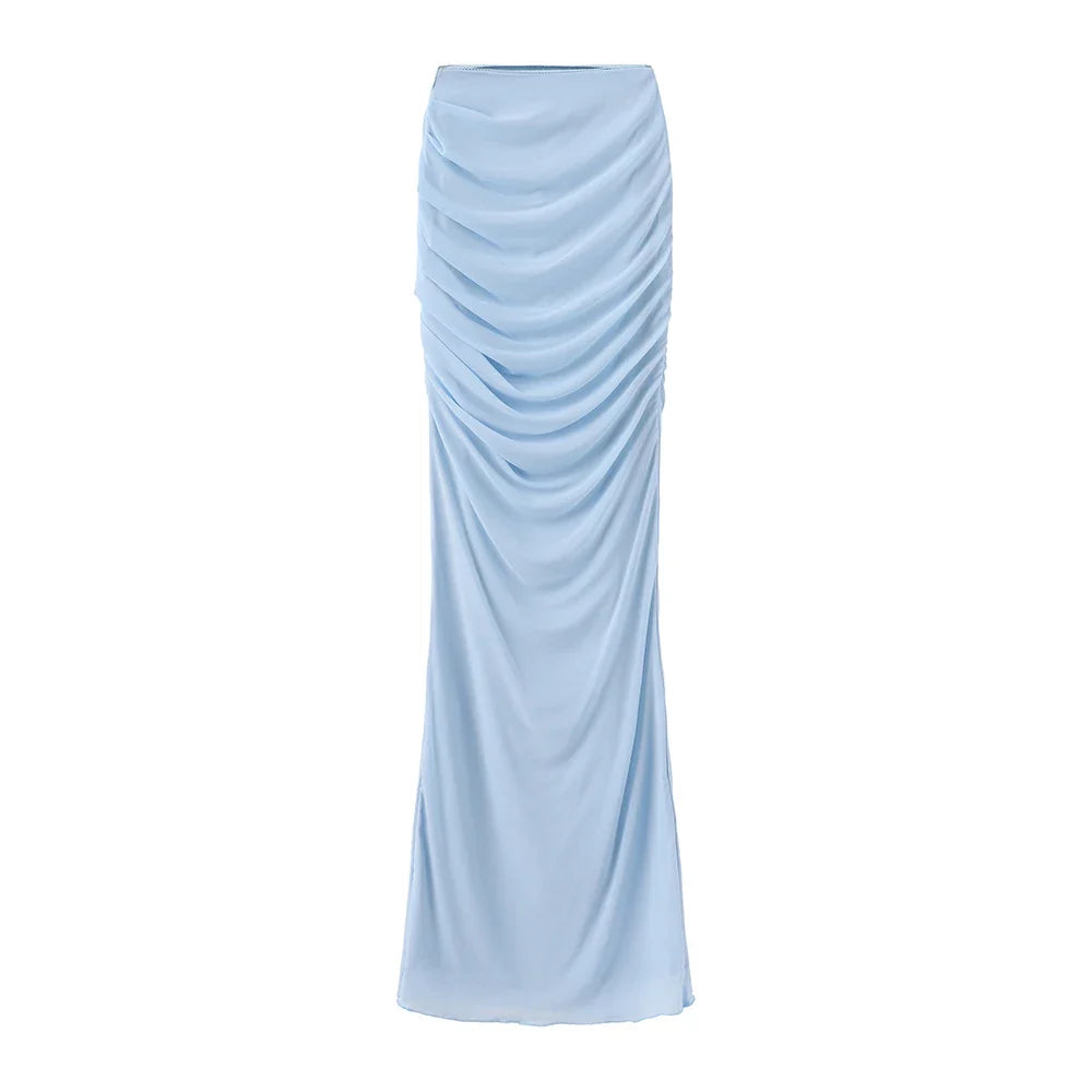 Suninheart Elegant Women 2 Piece Dress Set 2024 Strapless Bodycon Crop Top and Maxi Skirt Set Formal Wedding Guest Party Dress