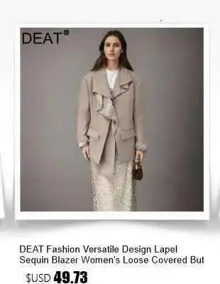 DEAT Fashion Women's Blazer New Fashion Notched Lace Patchwork Long Sleeve Contrast Suit Jackets Female Spring 2025 17A1298