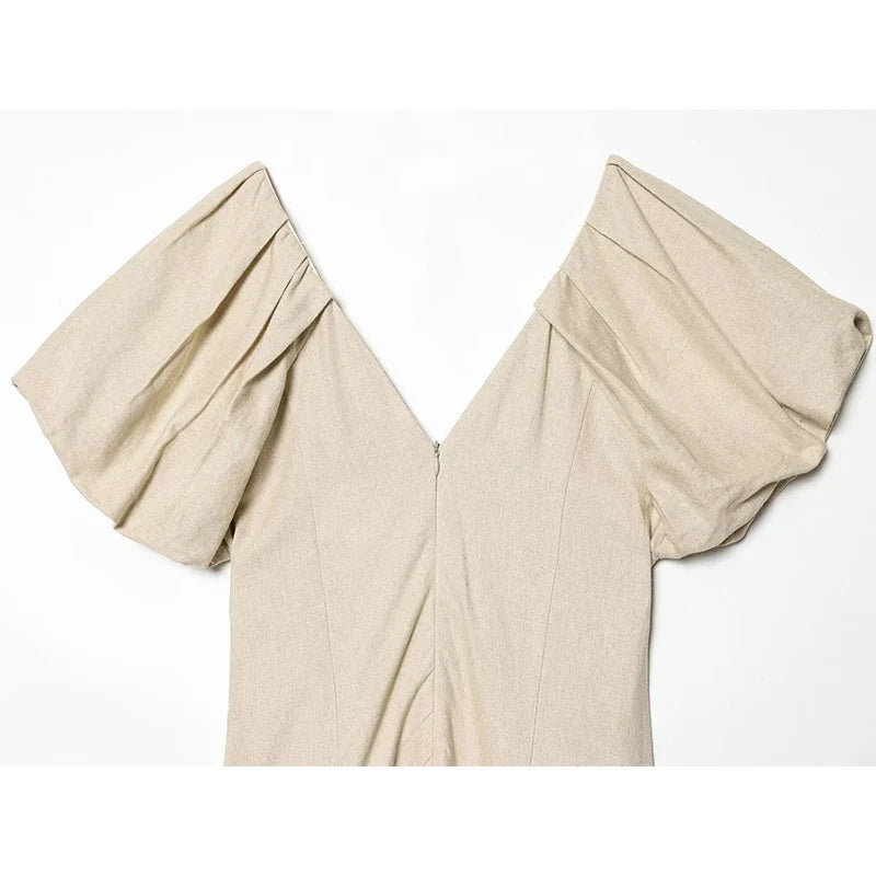 MIRELA PUFF SLEEVE MIDI DRESS