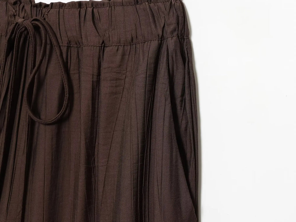 YENKYE Drawstring Elastic High Waist Brown Wide Leg Pants For Women Casual Loose Trousers pantalones de mujer