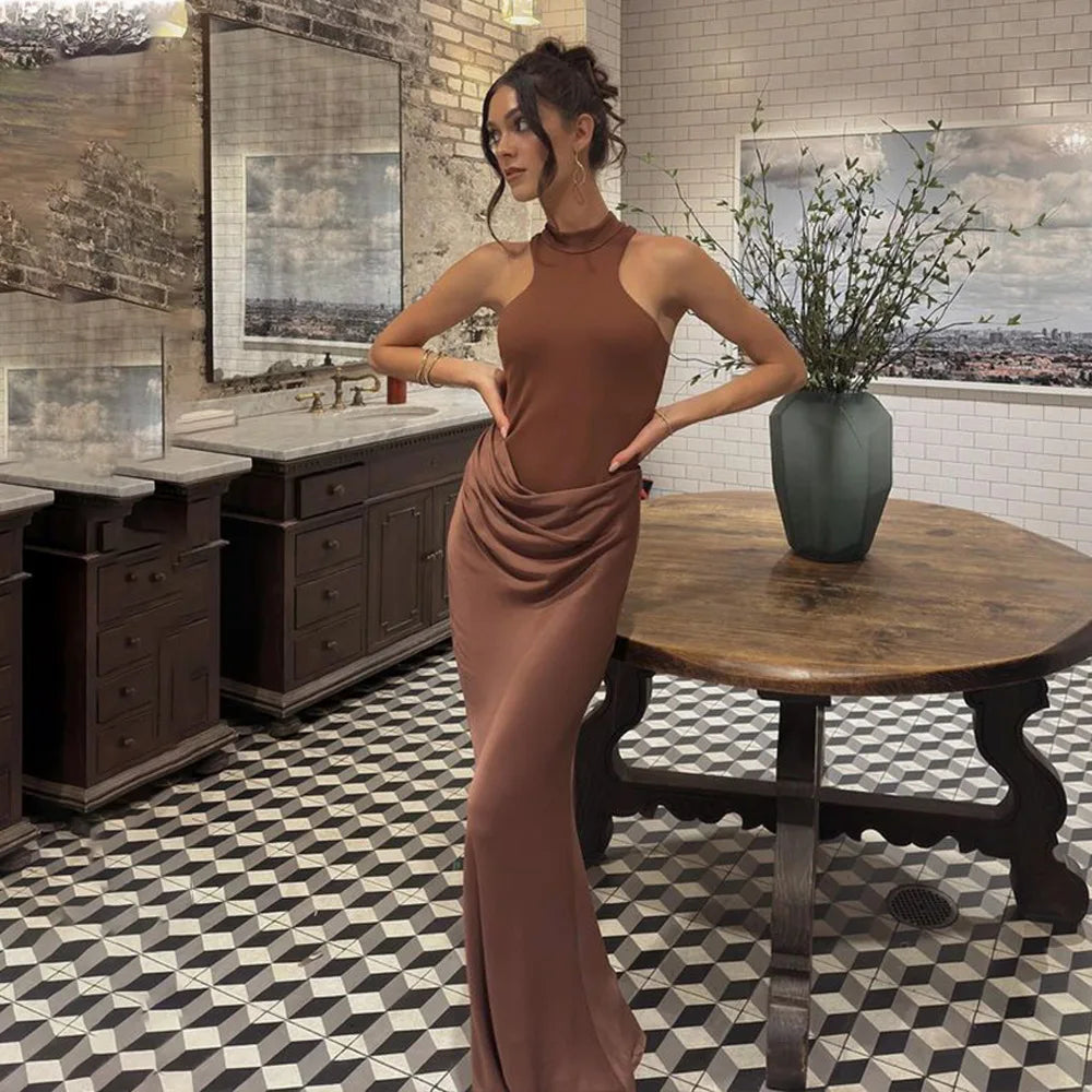SOLENIE SATIN MAXI DRESS