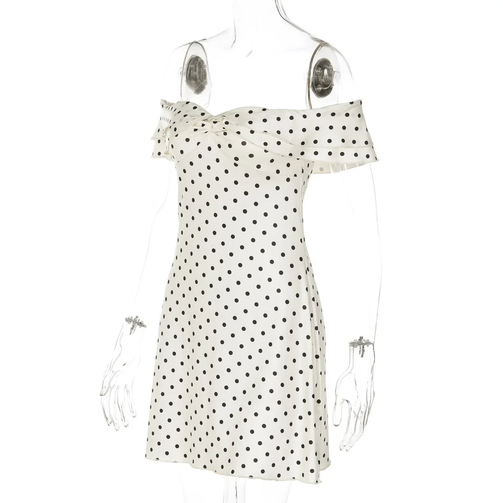 Tossy Fashion Summer Bandeau Dress Women Backless Printed Slim Commute Elegant Twist Party Dress Female Off-Shoulder Mini Dress