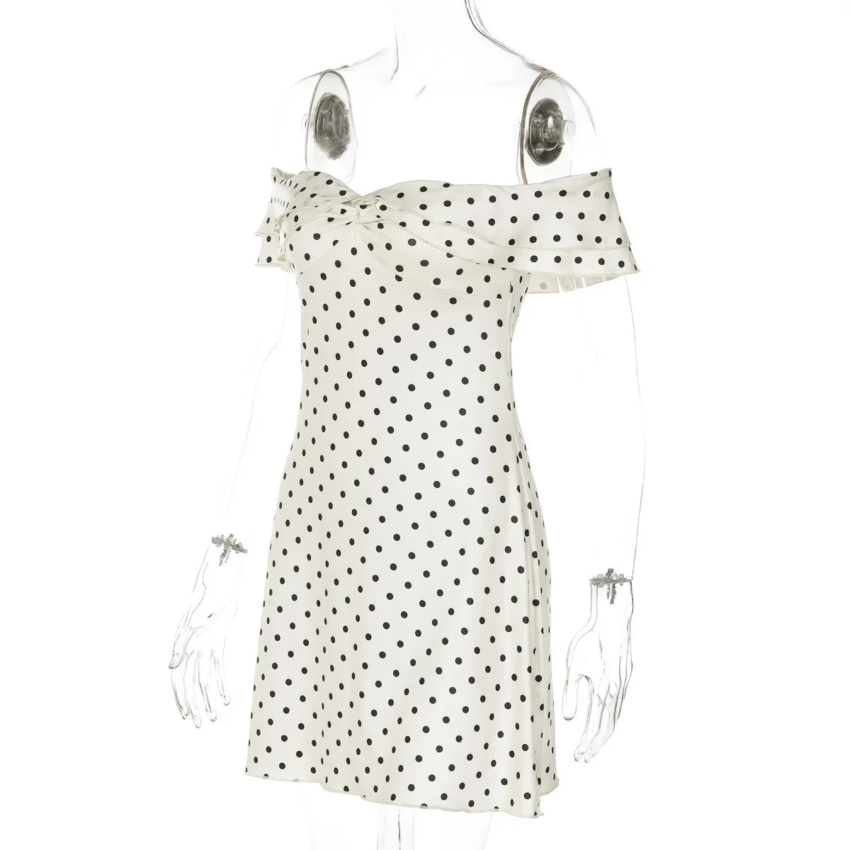 Tossy Fashion Summer Bandeau Dress Women Backless Printed Slim Commute Elegant Twist Party Dress Female Off-Shoulder Mini Dress