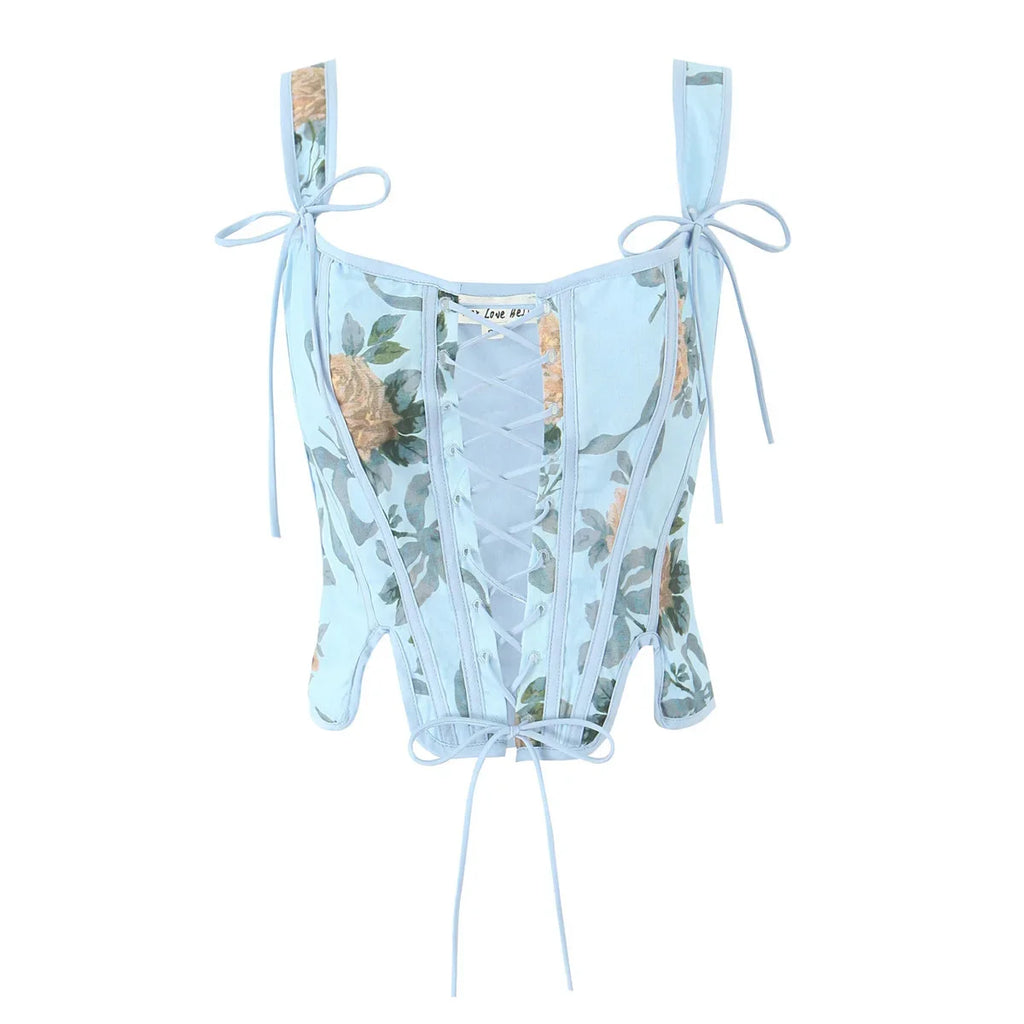 PENY FLORAL LACE UP TOP