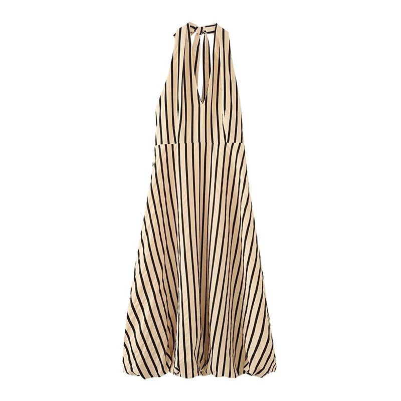 ARA STRIPED MIDI DRESS