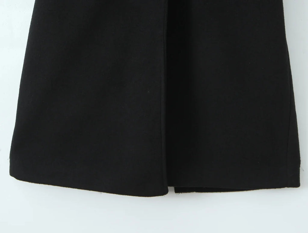 New Autumn Winter Black Shaggy Faux Fur Lapel Collar Woolen Coat Women Bow Sashes Long Sleeve No Button Midi Trench Outerwear