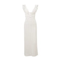 Apricot Hollow Out Maxi Dress Women Sexy See Through Backless Slim Beach Dress Summer Fashion Ruffle Holiday Party Dress 2024