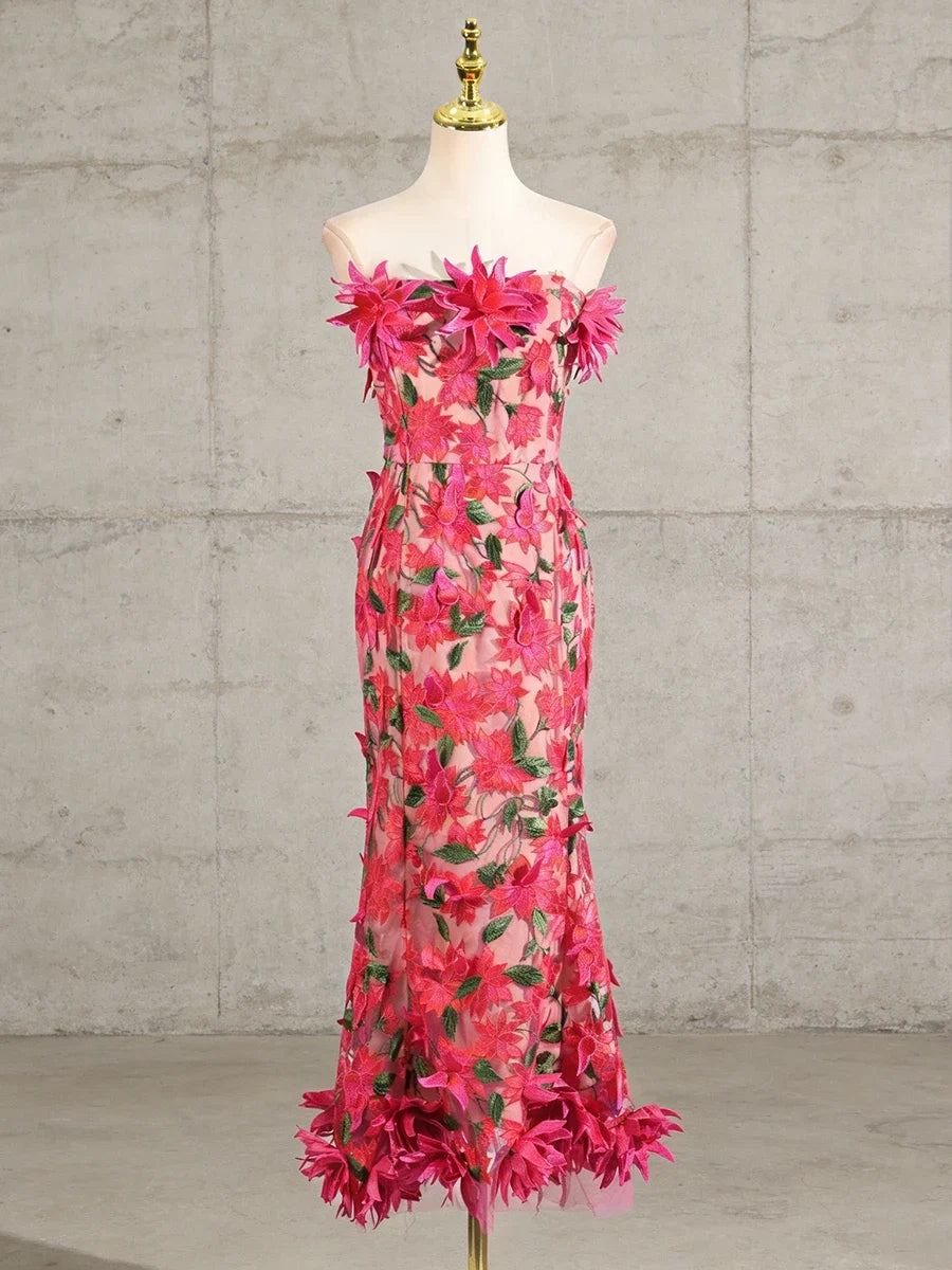VGH Slimming Sexy Cintage Spliced Appliques Long Dresses For Women Square Collar Sleeveless High Waist Summer Chic Dress Female