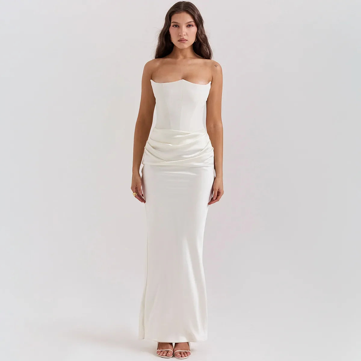 Dropshipping  Black Maxi Wedding Guest Dress Women Strapless Velvet Boning Corset Party Dress Sexy  Long Formal Occasion Dress