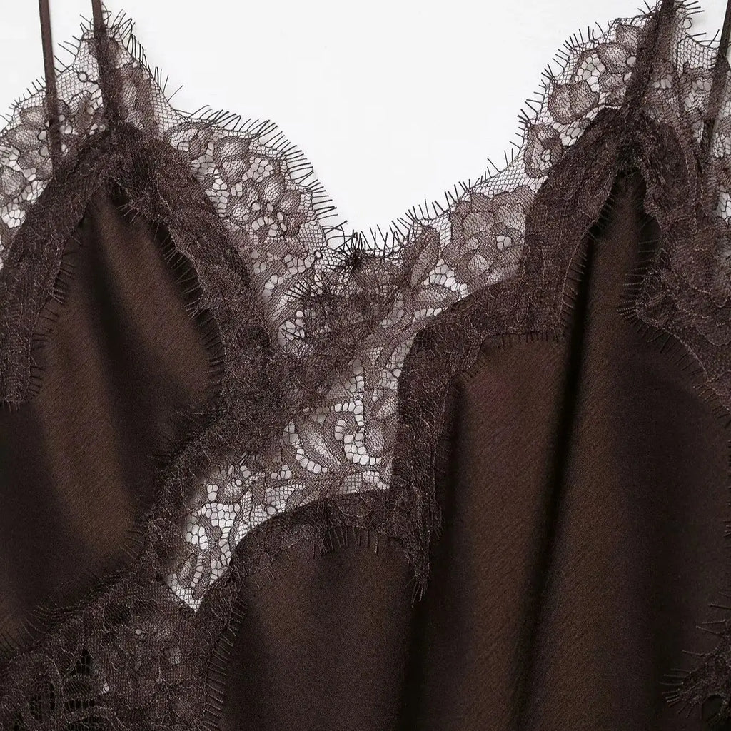 AMAIA LACE SATIN DRESS