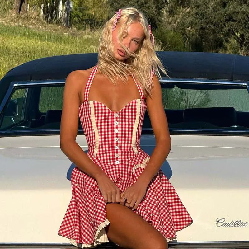 MADDIE PLAID MINI DRESS
