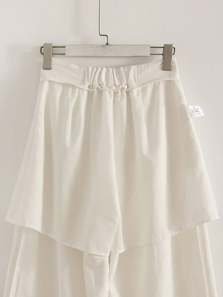 White Cotton Linen Pants Women Wide Leg Formal Trousers Summer Straight Leg Suit Pants High Waist Ladies Formal Pants Loose