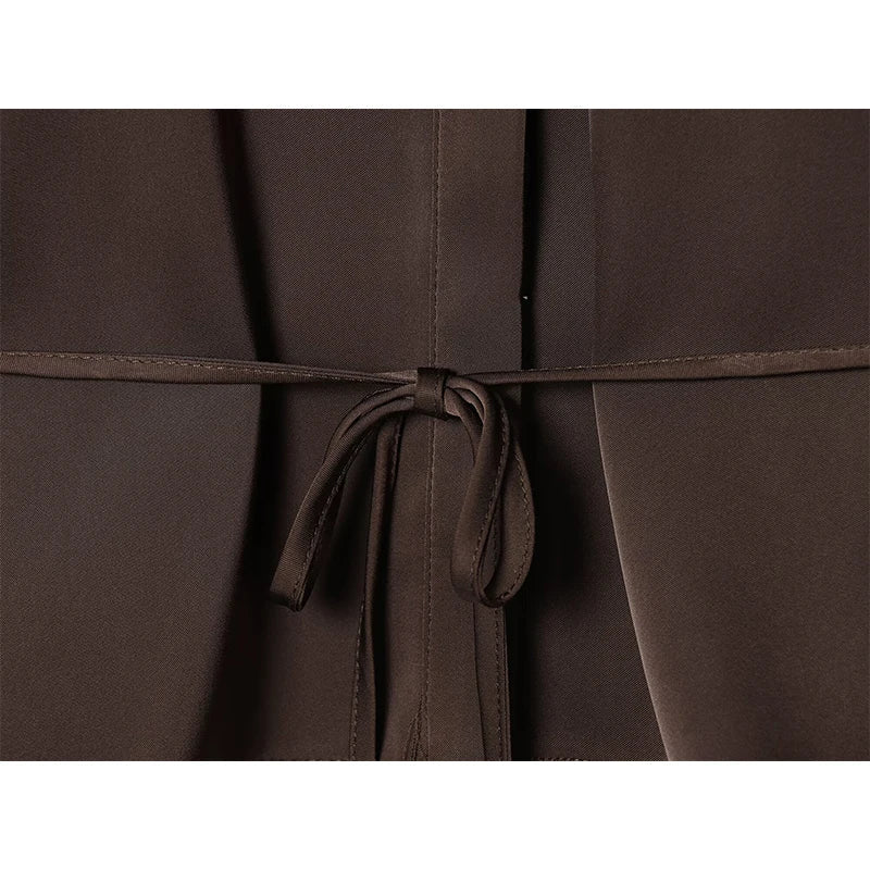 YENKYE New 2026 Women Elegant With Belt Satin Shirt Long Sleeve Front Button Spring Summer Office Shirts