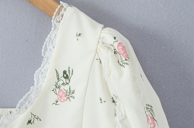 2024 Women Summer Vintage Floral Print Bow Tied Cropped Tank Tops Fashion V-Neck Short Sleeve Female Casual Chic Tops Vestidos