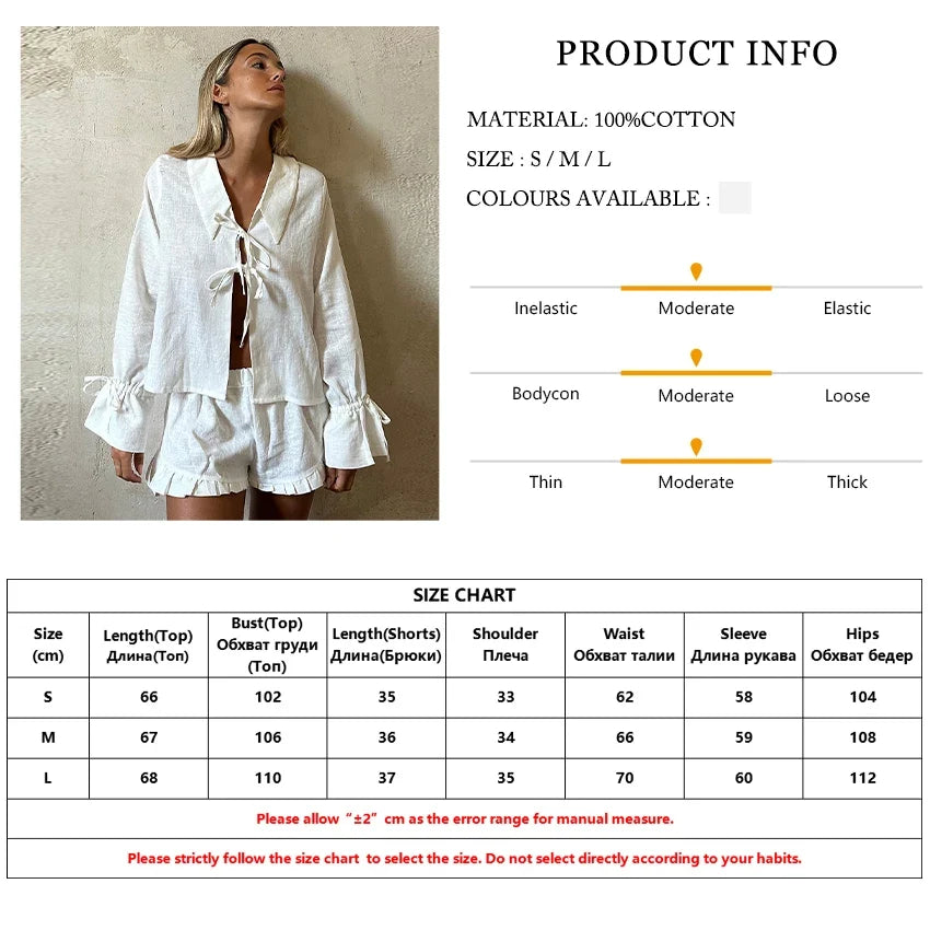 Clacive Fashion Loose White Cotton 2 Piece Set Women Outfit Casual Long Sleeve Shirt With High Waist Short Set Female Streetwear